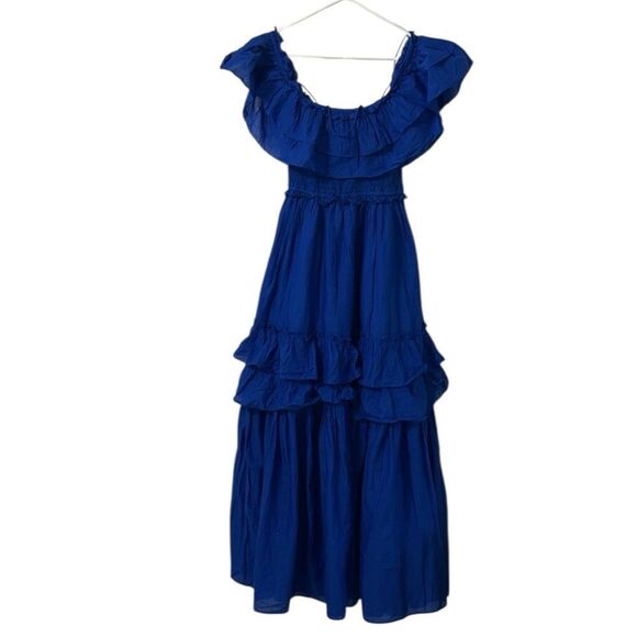 Happy Nature Royal Blue Ruffle Cotton Dress(Size Medium) - Picture 4 of 9